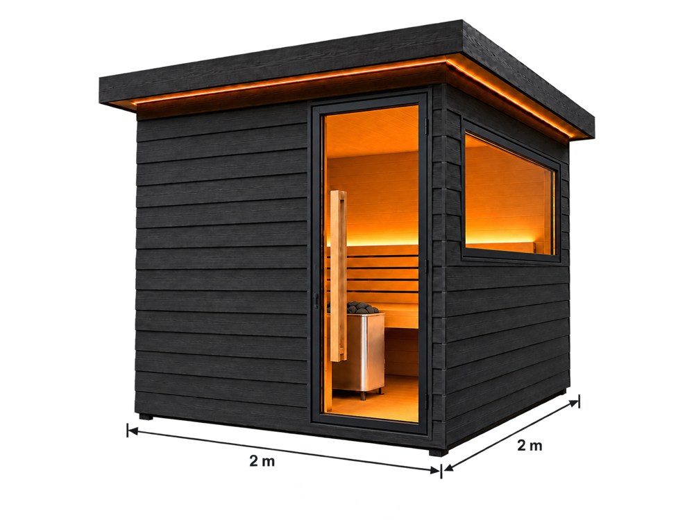 Medidas del sauna Nördic Confort: 2 × 2 m