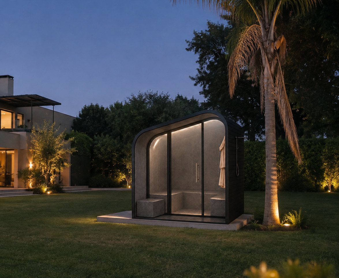Sauna Zero Húmedo, revestido internamente en PVC símil piedra o mármol
